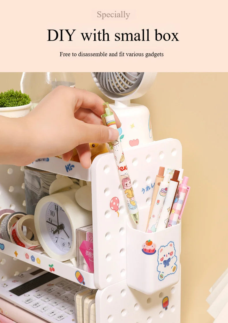 Multi-functional 3-tier Desktop Organizer, Desktop Shelf, Hole Board, Pen Holder Office Desk Organizer, Desk Desk Organizer
