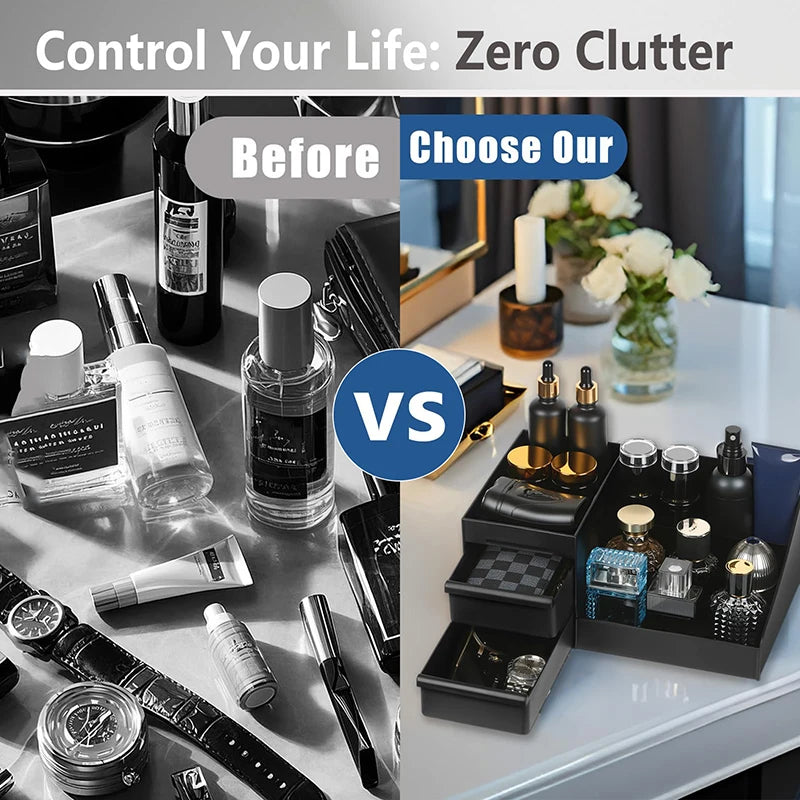 Organizer For Men, Cologne Holder For Dresser, Perfume Stand, Bathroom Countertop Organizer With Drawers