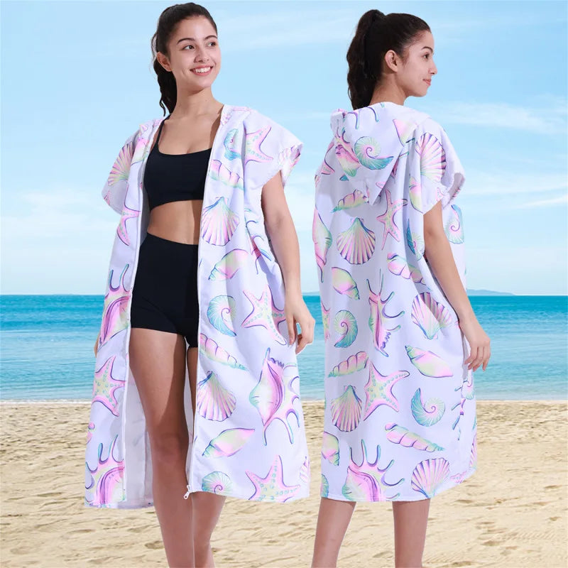 Microfiber Hooded Towel Men Women for Swimming Beach Travel Quick Dry Changing Robe Cape Bath Towel Bathrobe Surf Poncho