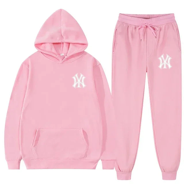 Men's running and fitness fashion casual sportswear set for autumn and winter hooded sweatshirt  jogging pants two-piece set