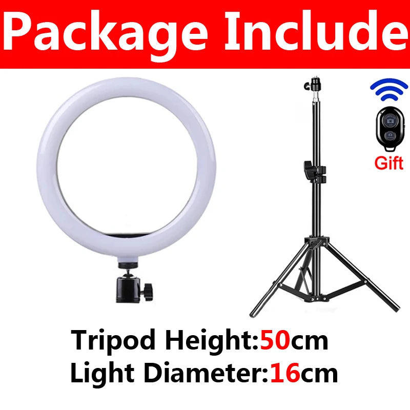10inches Ring Light 33cm LED Selfie Photography Fill Lamp With 50cm Tripod & Remote control for Tik tok Video Live cosmetic Lamp