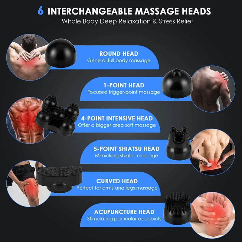 Back Massager Cordless Handheld Back Massager Handheld Electric Heat Deep Kneading Tissue For Full Body Pain Relief