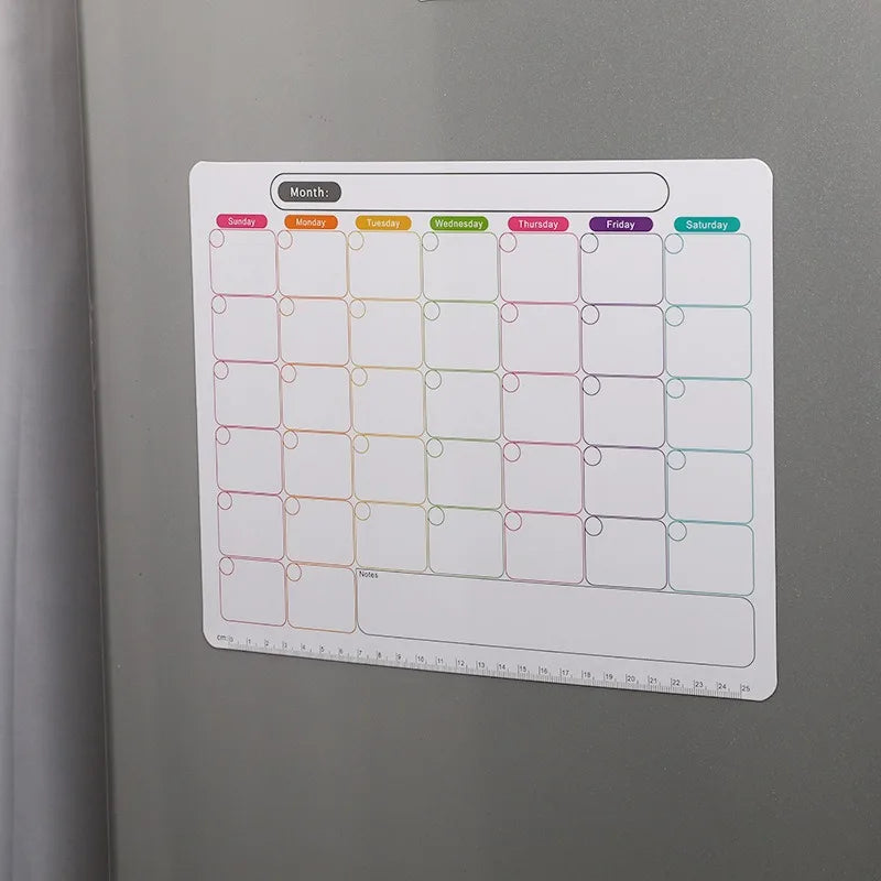 Magnetic Fridge Organizer Set - Reusable Monthly/Weekly Planner Sticker + Memo Board, Calendar & Note Kit for Home Office