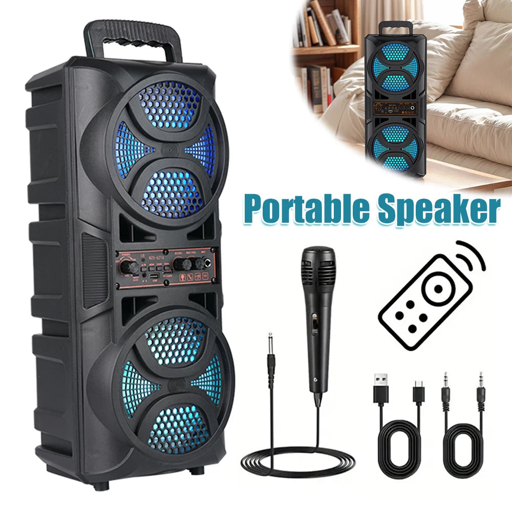 BT Speaker Portable Speaker Support USB/TF/AUX/FM/BT/MIC Wireless Stereo Speaker Outdoor Speaker Long Playtime for Outdoor Party