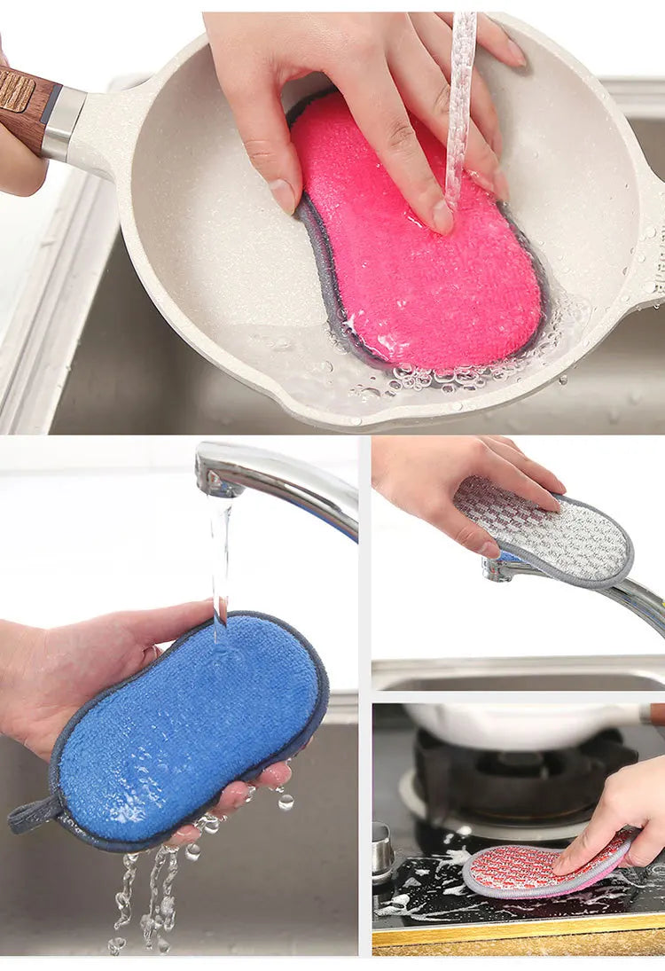 Kitchen Cleaning Sponge Double Sided Sponge Scrubber Sponges For Dishwashing Scouring Pad Dish Cloth Kitchen Cleaning Tools