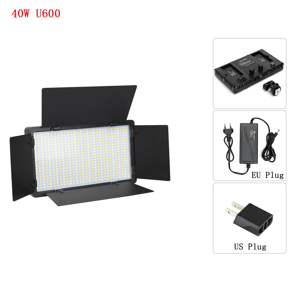 U600 LED Photo Studio Light for Tiktok Youbute Game Live Video Lighting Portable LED Video Recording Photography Panel Lamp