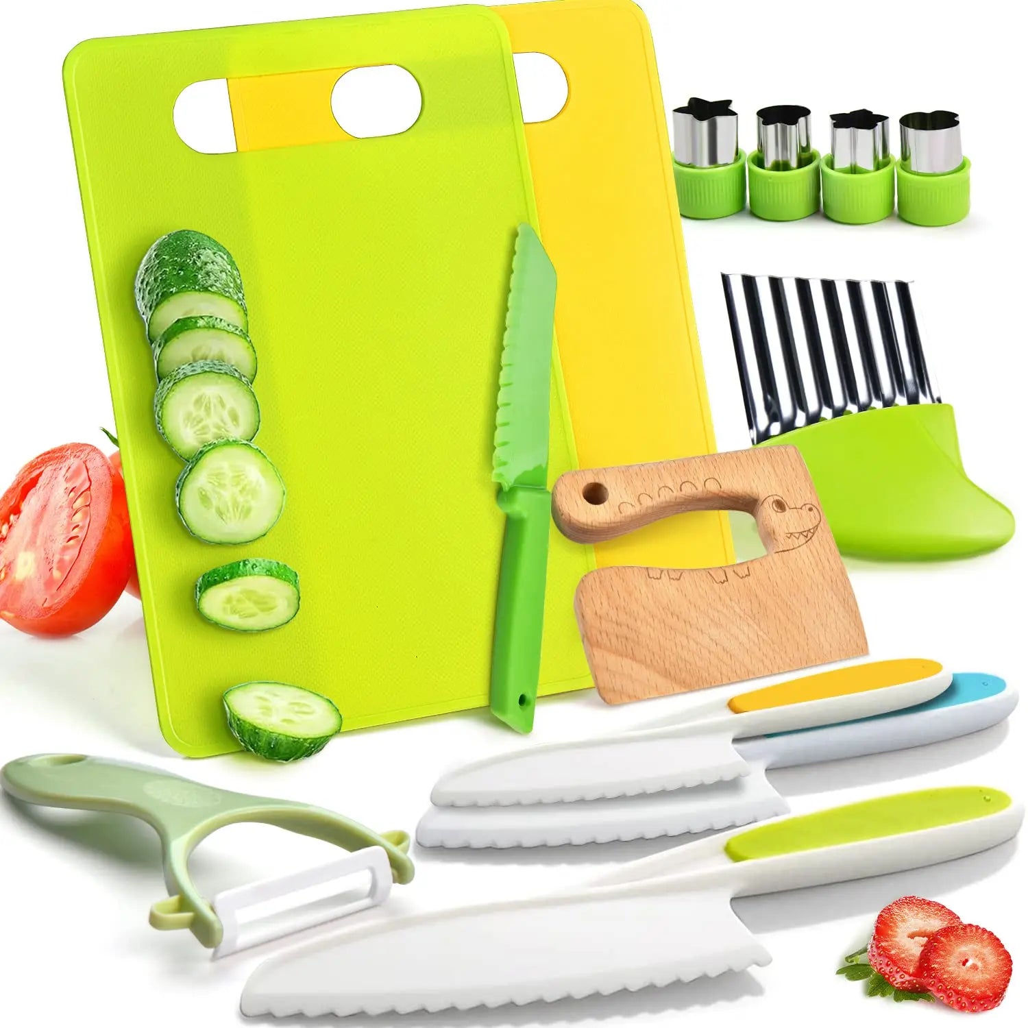 11/17Pcs Montessori Kitchen Tools Set Cookware Baking Toy Kids Safe Knives With Cutting Board Toddlers Real Cooking Accessories
