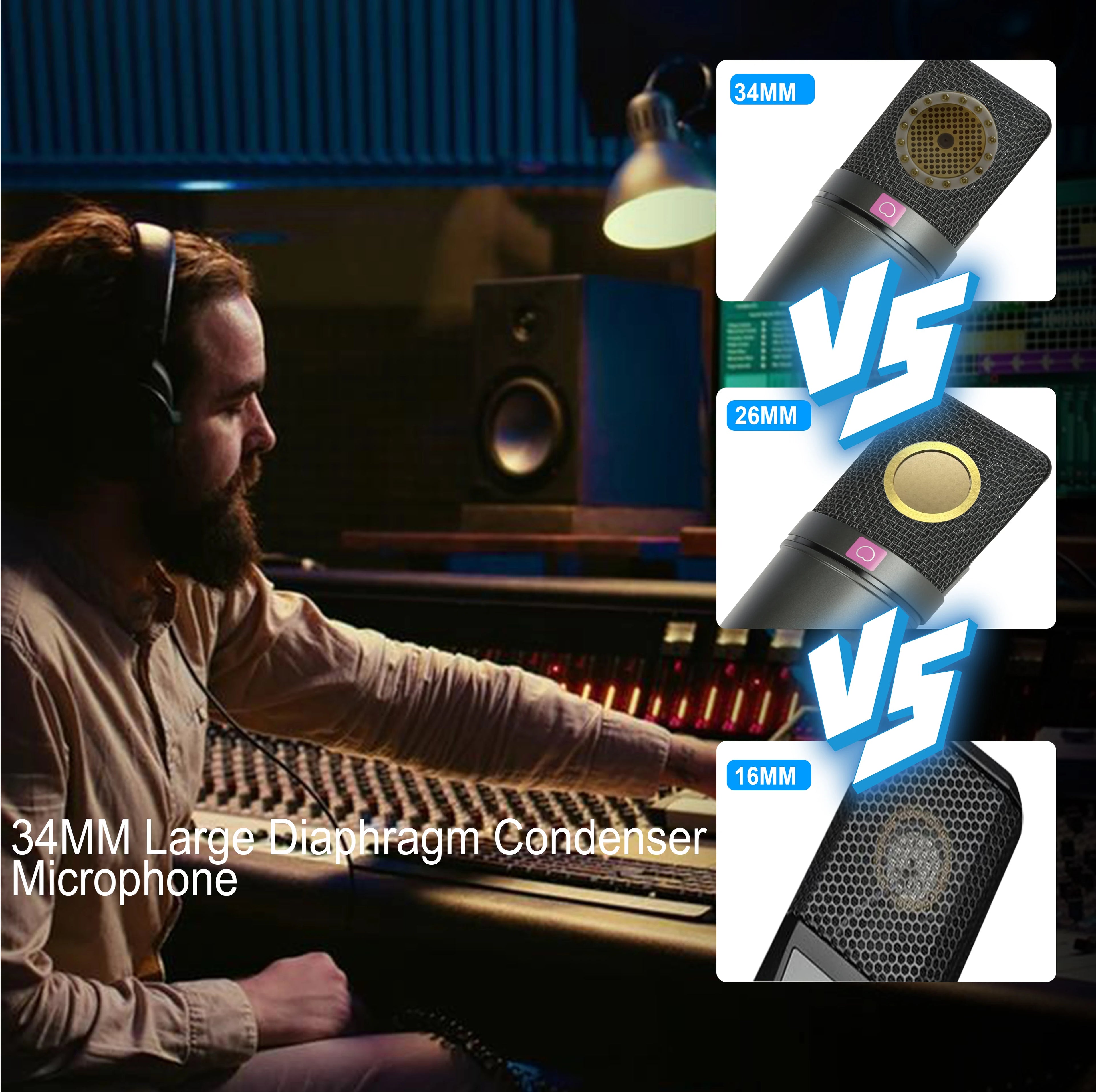 U87 AI Condenser Microphone Large Diaphragm Studio XLR Mic for Vocal Recording Podcast YouTube Live Stream Streaming Voice Over