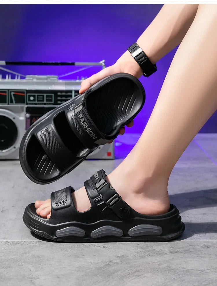 Men's Cloud Soft Thong Slippers Two-Way Wear Thick Bottom Waterproof Non-Slip Driving Comfortable Summer Sandals